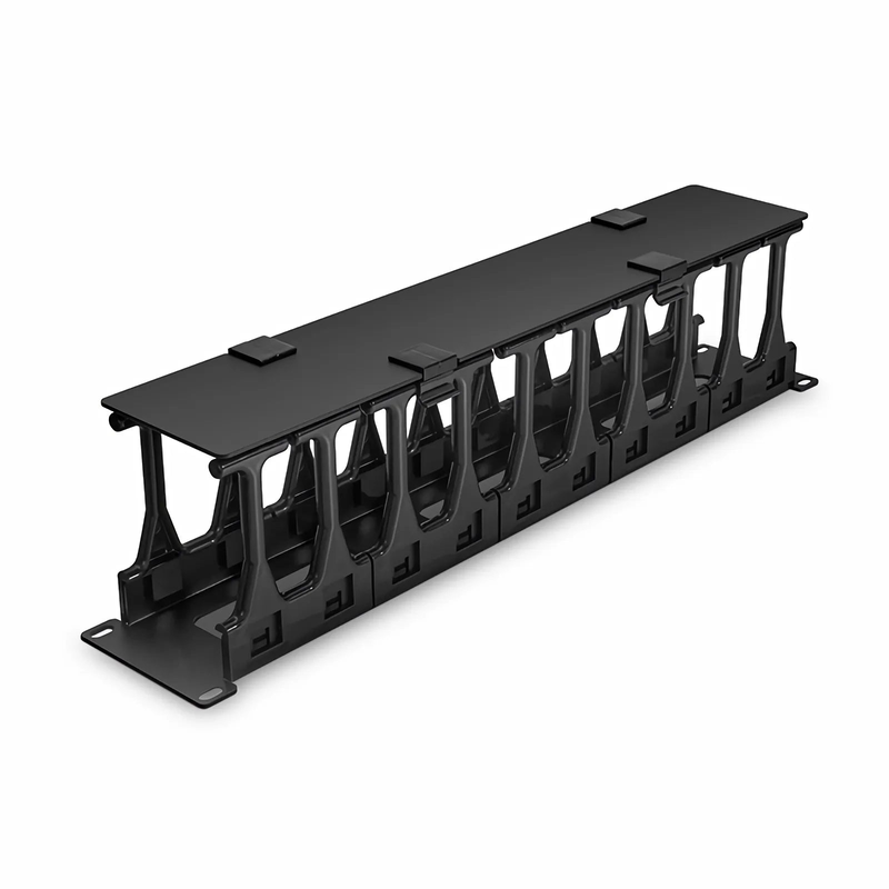 SFPS Horizontal Single Sided High Capacity Cable Manager, 2RU, Finger Duct with Cover, 4.56 in. Depth