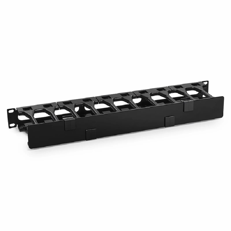 SFPS Horizontal Single Sided Steel Manager, 1RU, Finger Duct with Cover, 4.44 in. Depth