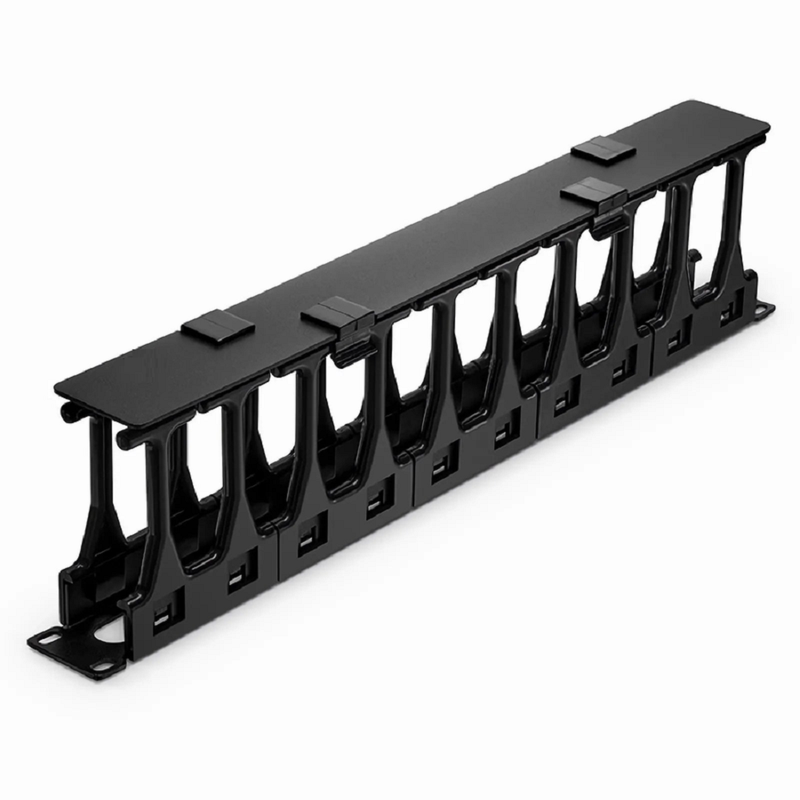 SFPS Horizontal Single Sided Steel Manager, 1RU, Finger Duct with Cover, 4.44 in. Depth