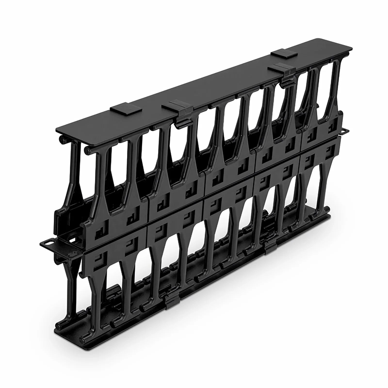 SFPS Horizontal Dual Sided High Capacity Cable Manager, 1RU, Finger Duct with Cover, 9.07 in. Depth