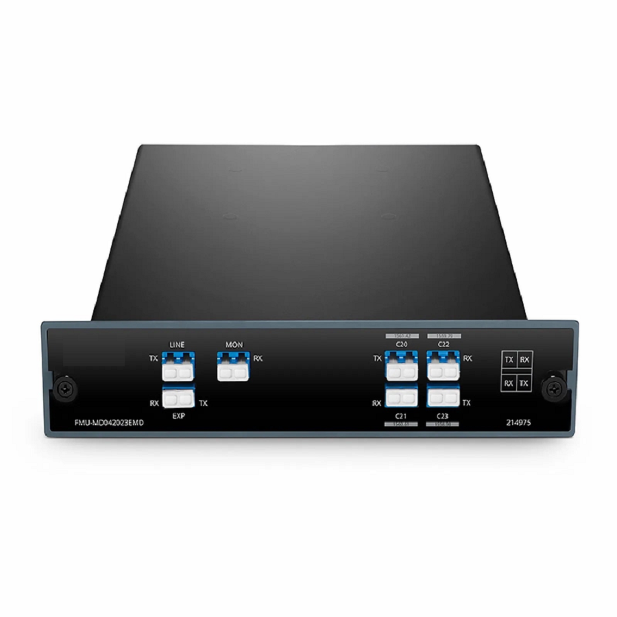 SFPS 4 Channels DWDM Mux Demux, 100GHz C20-C23, with Monitor and Expansion Port, 1.6dB Typical IL, LC/UPC, Dual Fiber, FMU Plug-in Module