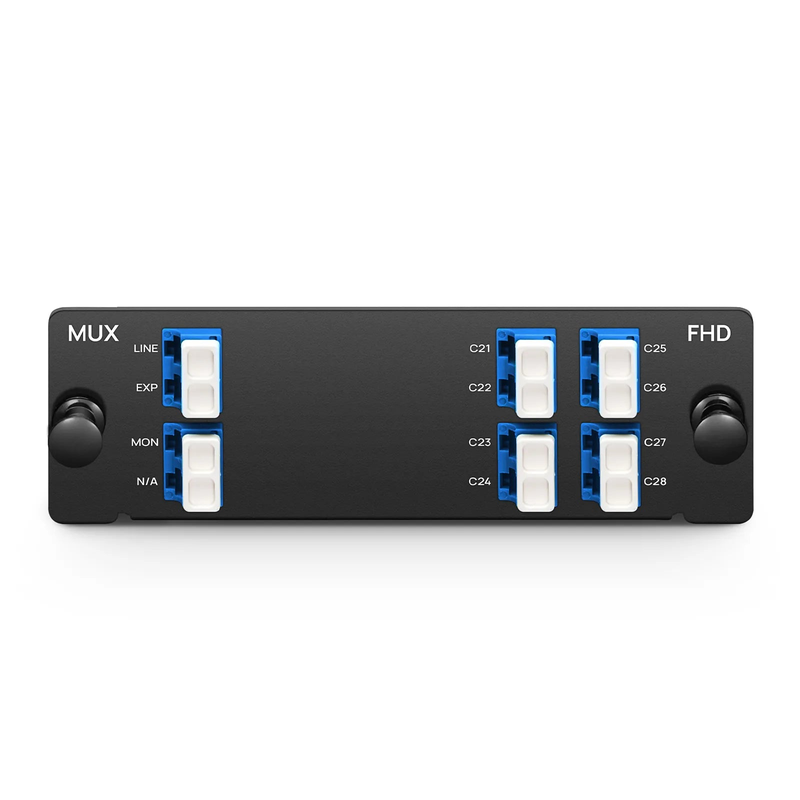 SFPS 8 Channels DWDM Mux or Demux, 100GHz C21-C28, with Monitor and Expansion Port, 2.75dB Typical IL, LC/UPC, Single Fiber, High Density, FHDA Plug-in Module