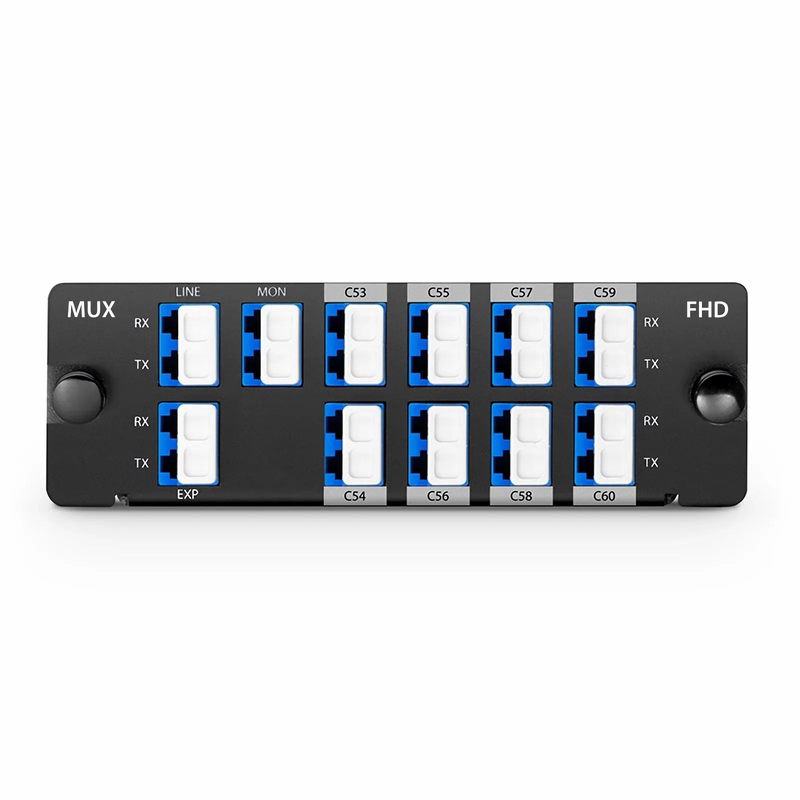 SFPS 8 Channels DWDM Mux Demux, 100GHz C53-C60, with Monitor and Expansion Port, 2.4dB Typical IL, LC/UPC, Dual Fiber, High Density, FHDA Plug-in Module
