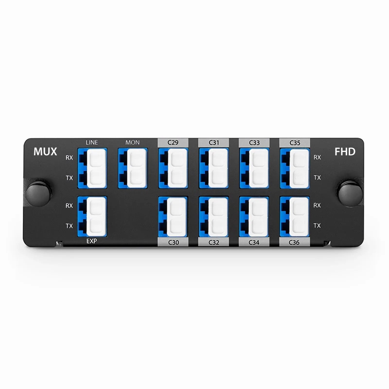 SFPS 8 Channels DWDM Mux Demux, 100GHz C29-C36, with Monitor and Expansion Port, 2.4dB Typical IL, LC/UPC, Dual Fiber, High Density, FHDA Plug-in Module