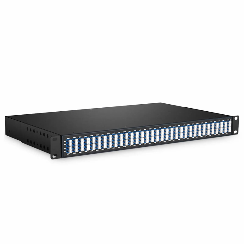 SFPS 64 Channels DWDM Mux Demux, Super C-band 75GHz 191.3625-196.0875THz, with Monitor Port, 5.8dB Typical IL, LC/UPC, Dual Fiber, FMU 1U Rack Mount