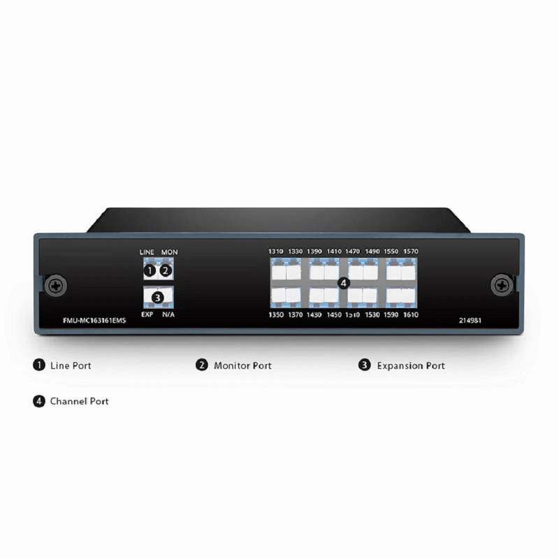 SFPS 8 Channels CWDM Mux Demux, 1290-1610nm, with Monitor and Expansion Port, 4.5dB Typical IL, LC/UPC, Single Fiber, Side B, FMU Plug-in Module