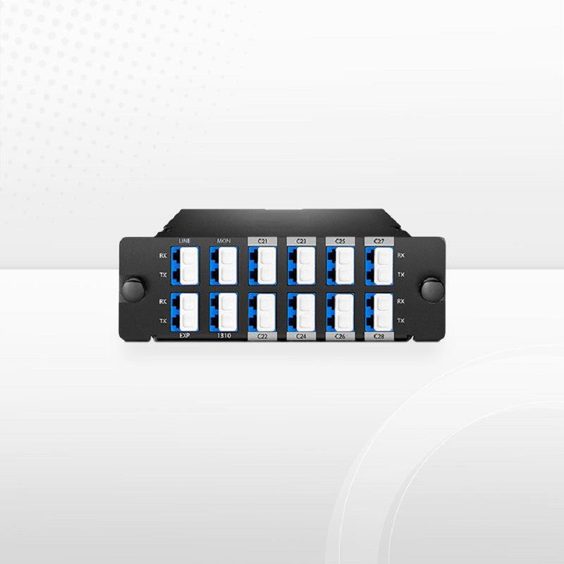SFPS 8 Channels DWDM Mux Demux, 100GHz C21-C28, with Monitor, Expansion and 1310nm Port, 2.4dB Typical IL, LC/UPC, Dual Fiber, High Density, FHDA Plug-in Module