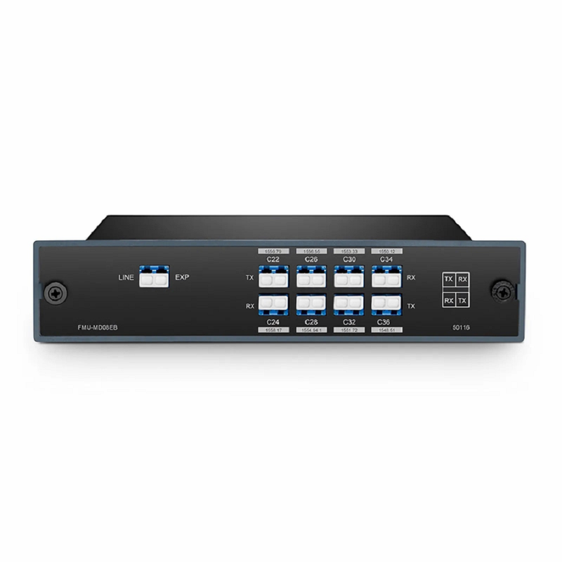 SFPS 8 Channels DWDM Mux Demux, 100GHz C22-C36, with Expansion Port, 4.2dB Typical IL, LC/UPC, Single Fiber, Side-B, FMU Plug-in Module