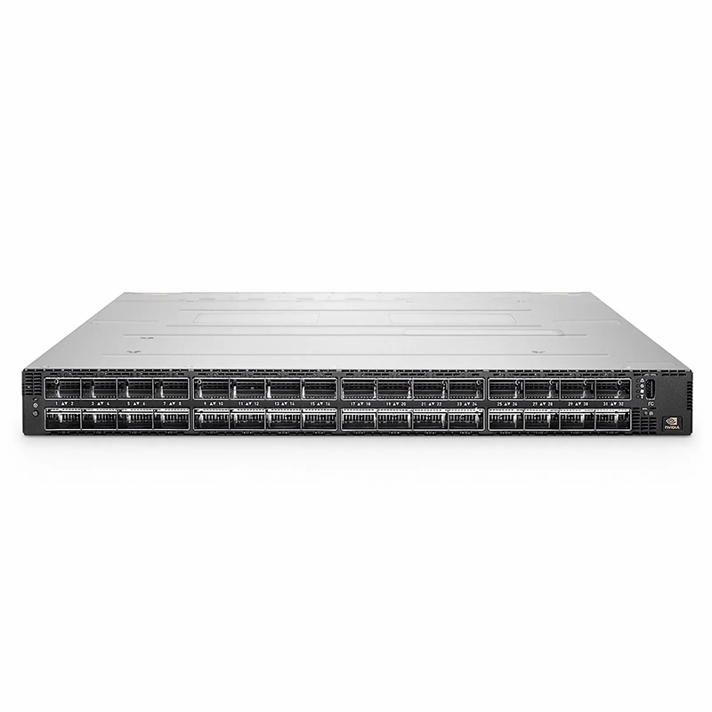 SFPS MQM9790-NS2F, NVIDIAA® 64-Port NDR 400G InfiniBand Data Center Switch, 32 OSFP Ports, Unmanaged, x86 Dual Core, NVIDIA Quantum-2 Chip, P2C Airflow