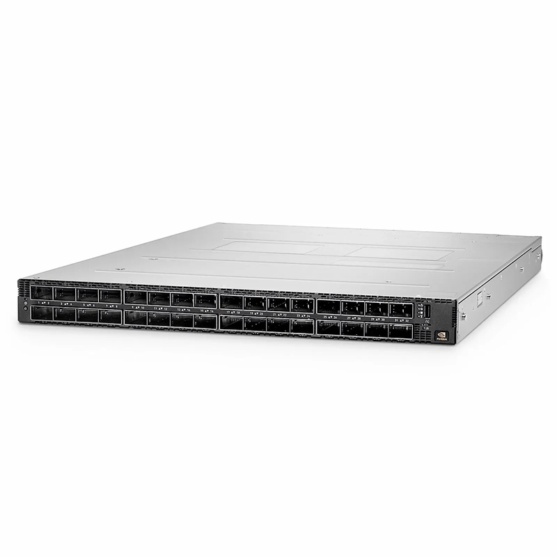 SFPS MQM9790-NS2F, NVIDIAA® 64-Port NDR 400G InfiniBand Data Center Switch, 32 OSFP Ports, Unmanaged, x86 Dual Core, NVIDIA Quantum-2 Chip, P2C Airflow