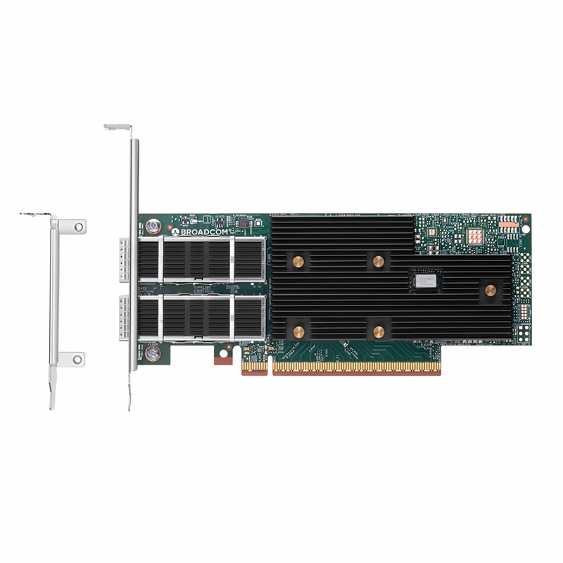 SFPS BroadcomA® BCM957608-P2200GQF00 Ethernet Network Interface Card, 200G Dual-Port QSFP112, PCIe 5.0 x 16, Standard & Low Profile