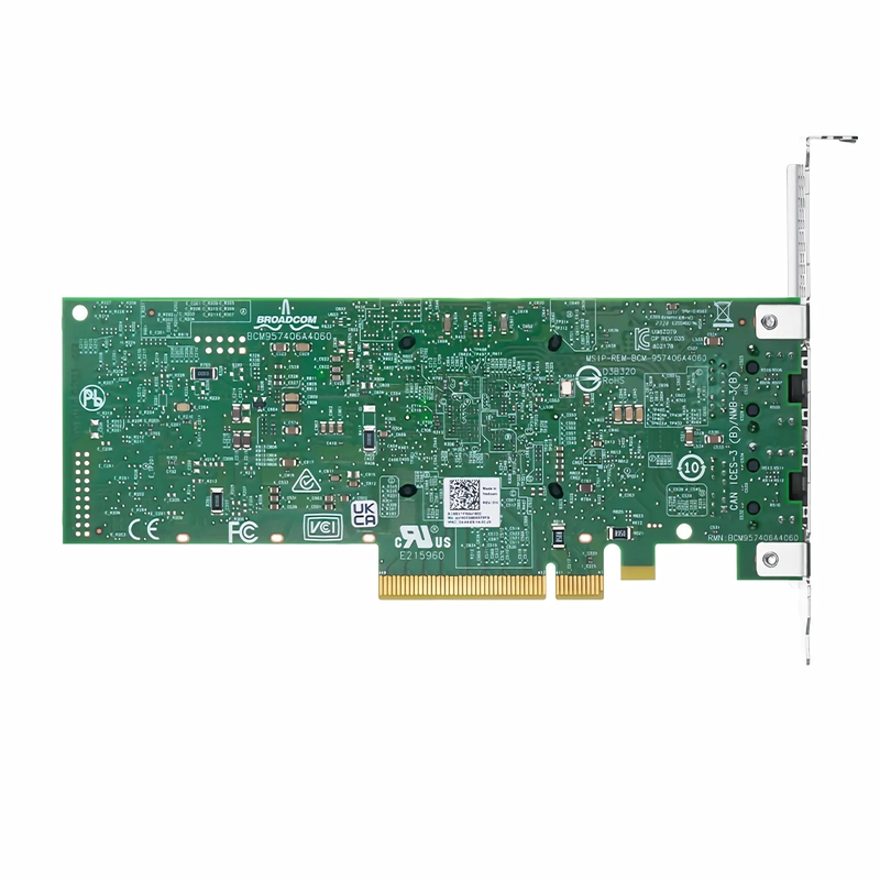 SFPS BroadcomA® BCM957416A4160C Ethernet Network Interface Card, P210TP 10GbE Dual-port RJ45, PCIe 3.0 x8, Standard & Low Profile