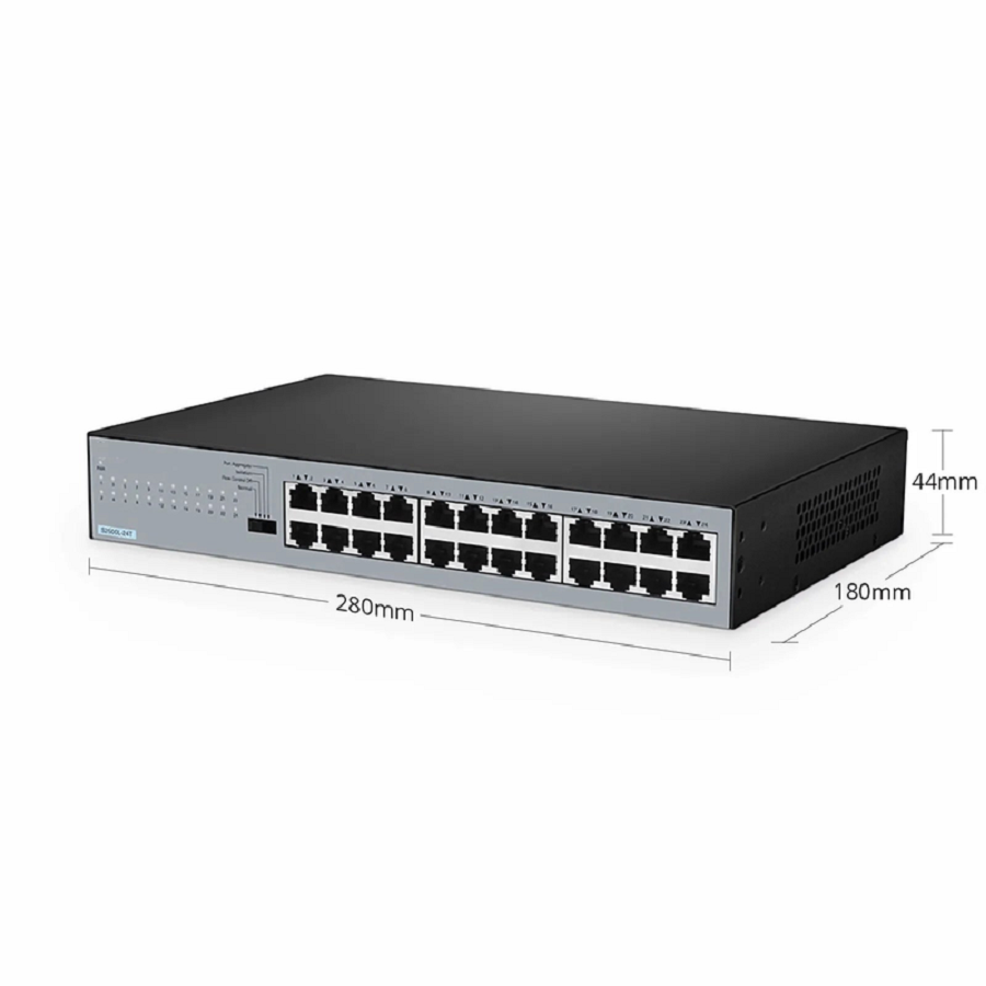 SFPS S2500L-24T, 24-Port Gigabit Ethernet L2 Unmanaged Switch, 24 x 10/100/1000M Gigabit RJ45, Fanless, Desktop/Rackmount