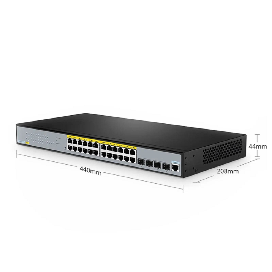 SFPS S2805S-24TF-P, 24-Port Gigabit Ethernet L2 Smart Managed PoE+ Switch, 24 x PoE+ Ports @370W, with 4 x 1Gb SFP Uplinks, Realtek Chip