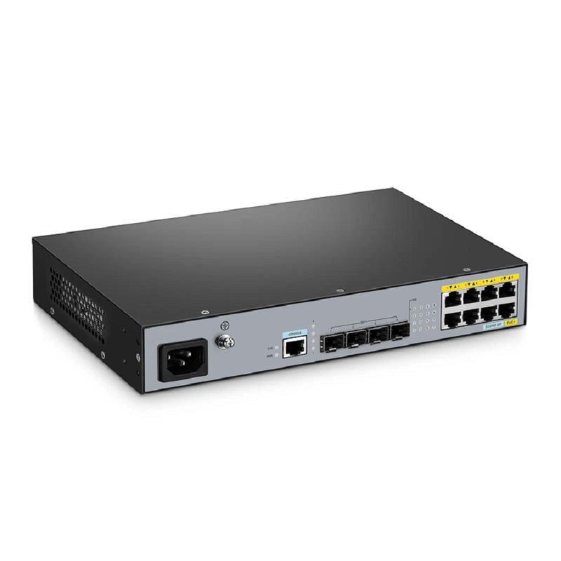 SFPS S3240-8P, 8-Port Gigabit Ethernet L2+ PoE+ Switch, 8 x PoE+ Ports@120W, with 4 x 10Gb SFP+ Uplinks, Stackable Switch, Fanless