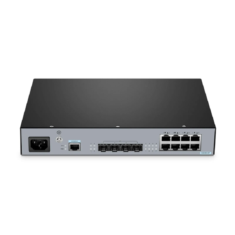 SFPS S3240-8T, 8-Port Gigabit Ethernet L2+ Switch, 8 x Gigabit RJ45, with 4 x 10Gb SFP+ Uplinks, Stackable Switch, Fanless