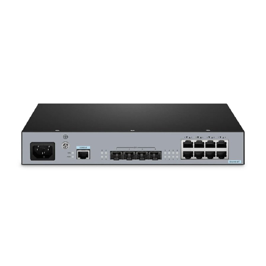 SFPS S3240-8T, 8-Port Gigabit Ethernet L2+ Switch, 8 x Gigabit RJ45, with 4 x 10Gb SFP+ Uplinks, Stackable Switch, Fanless