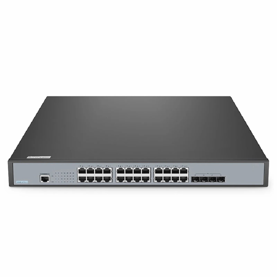 SFPS S3900-24T4S-R, 24-Port Gigabit Ethernet L2+ Switch, 24 x Gigabit RJ45, with 4 x 10Gb SFP+ Uplinks, Stackable Switch, Fanless, Support ETL Certification
