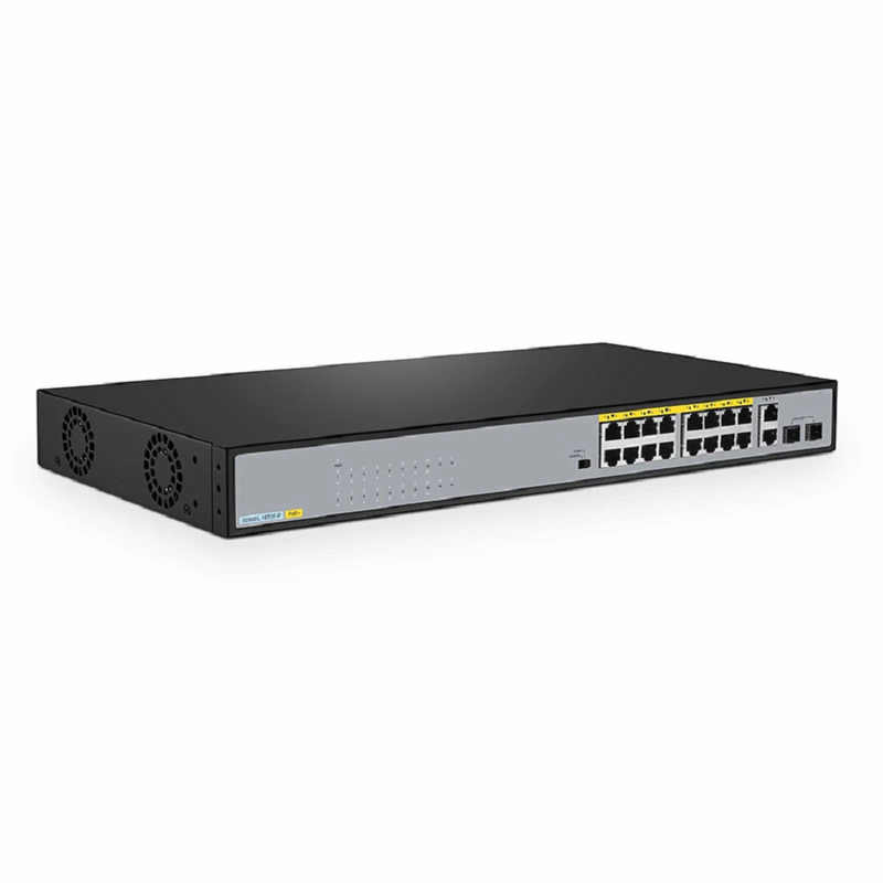 SFPS S2500L-18T2F-P, 18-Port Gigabit Ethernet L2 Unmanaged PoE+ Switch, 16 x PoE+ Ports@240W, 2 x 1Gb RJ45, with 2 x 1Gb SFP Uplinks, Desktop/Rackmount