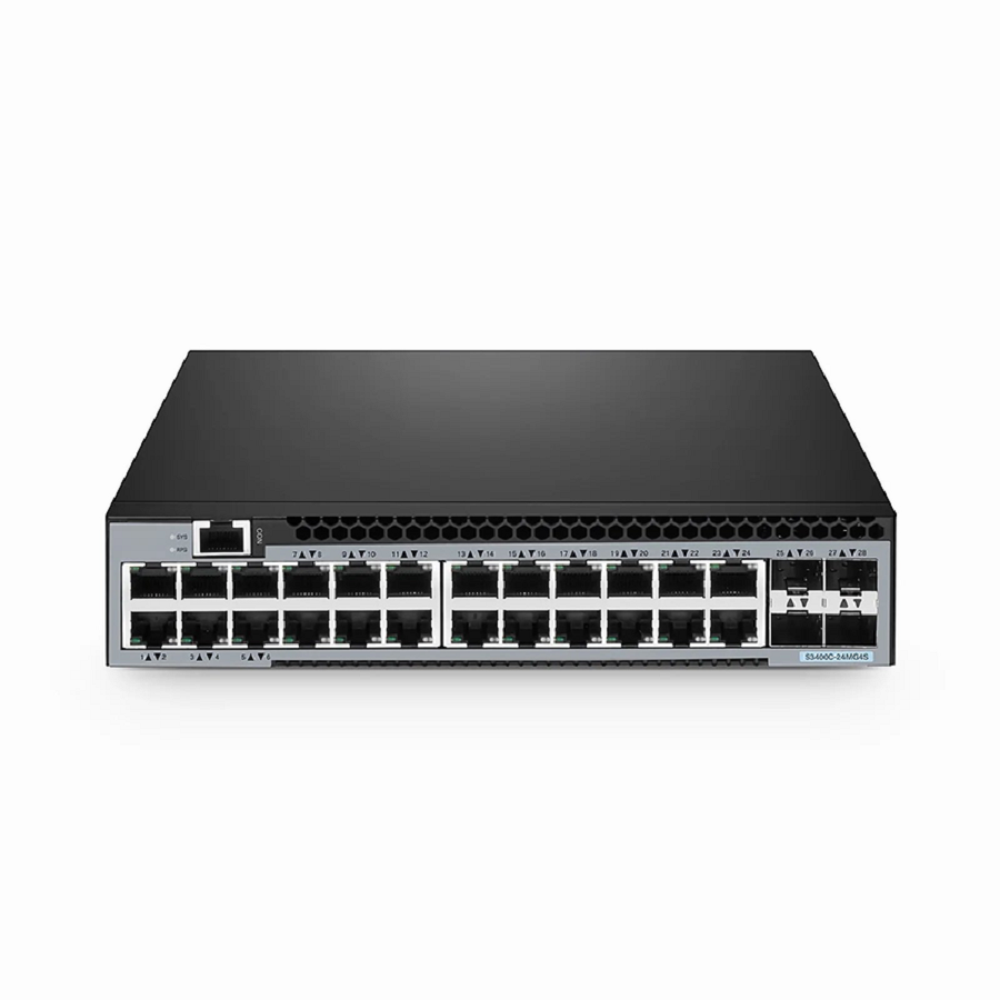 SFPS S3400C-24MG4S, 24-Port Ethernet L2+ Compact Half-Width Switch, 24 x 100M/1000M/2.5GBase-T/Multi-Gigabit, with 4 x 10Gb SFP+ Uplinks