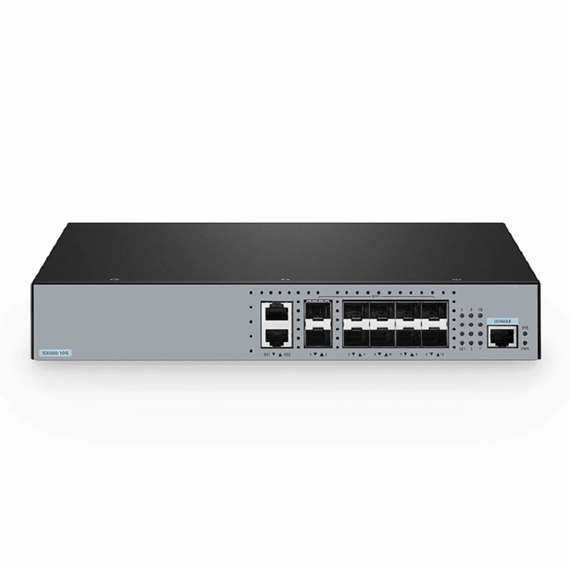 SFPS S3260-10S, 10-Port Ethernet L3 Managed Switch, 10 x 10Gb SFP+, with 2 x Gigabit RJ45, Support Stacking