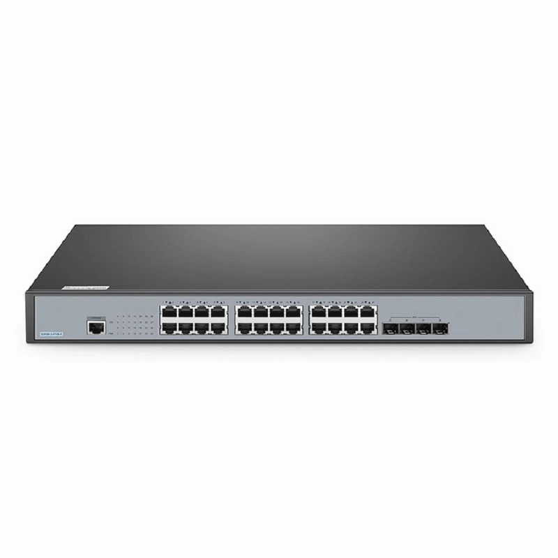 SFPS S3900-24T4S-R, 24-Port Gigabit Ethernet L2+ Switch, 24 x Gigabit RJ45, with 4 x 10Gb SFP+ Uplinks, Stackable Switch, Fanless, Support ETL Certification