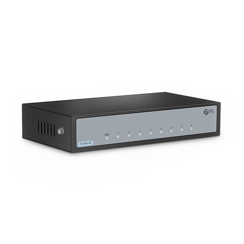 SFPS S1900-8T, 8-Port Gigabit Ethernet L2 Unmanaged Switch, 8x 10/100/1000BASE-T RJ45, Metal, Fanless, Desktop/Wall-Mount