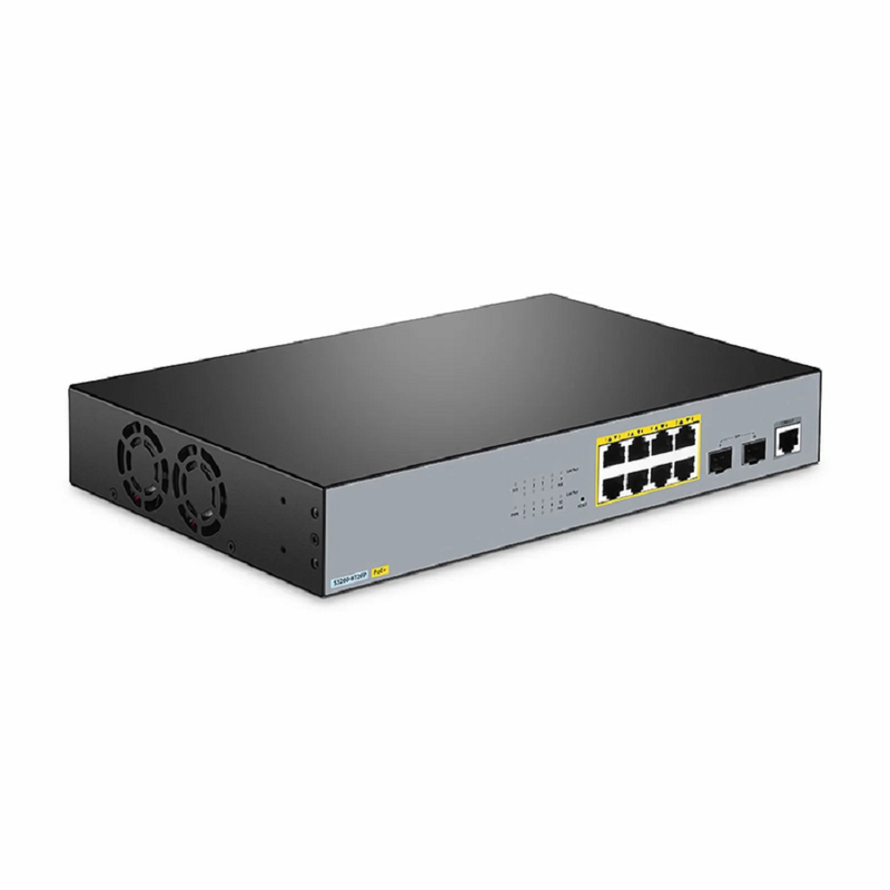 SFPS S3260-8T2FP, 8-Port Gigabit Ethernet L2+ PoE+ Switch, 8 x PoE+ Ports @240W, with 2 x 1Gb SFP Uplinks, Support IEEE 802.3af/at