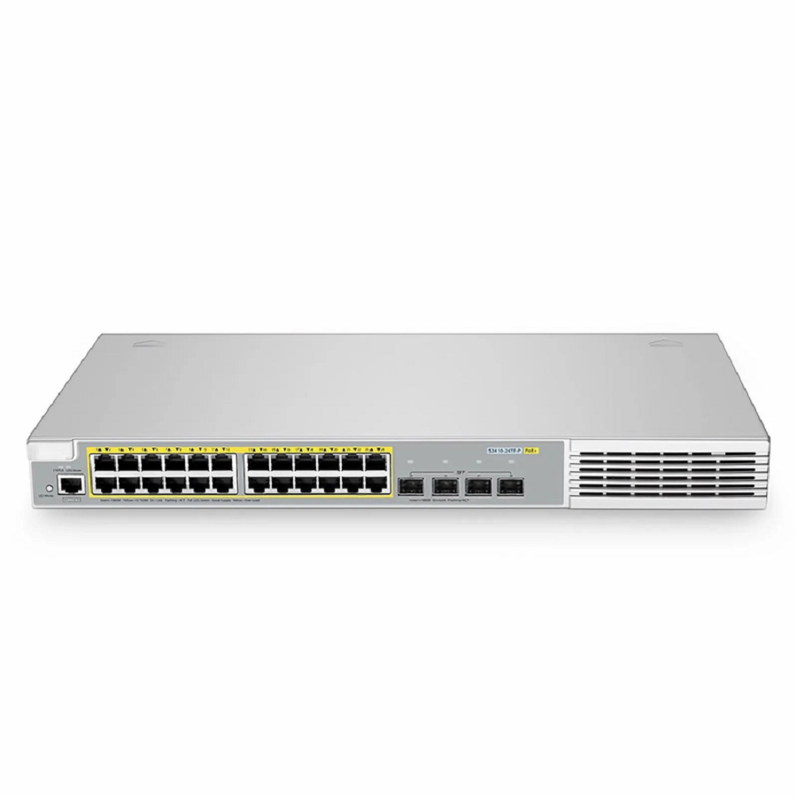 SFPS S3410-24TF-P, 24-Port Ethernet L2+ PoE+ Switch, 24 x PoE+ Ports @370W, with 4 x 1Gb SFP Uplinks, Stackable Switch, Broadcom Chip