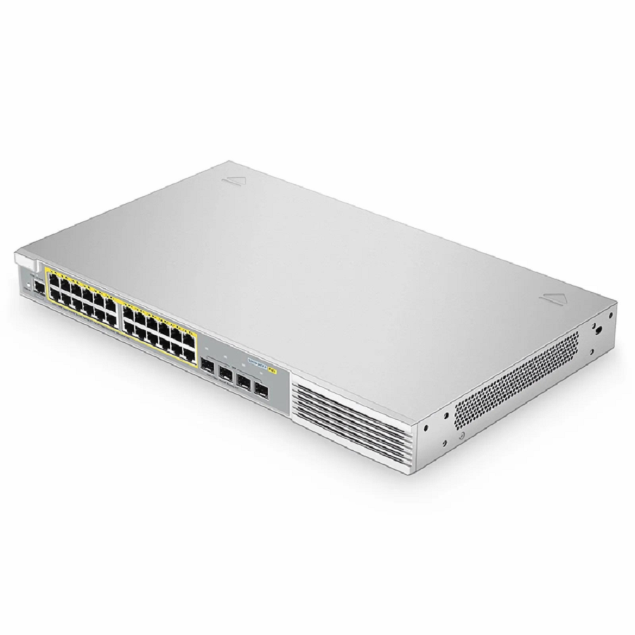 SFPS S3410-24TF-P, 24-Port Ethernet L2+ PoE+ Switch, 24 x PoE+ Ports @370W, with 4 x 1Gb SFP Uplinks, Stackable Switch, Broadcom Chip