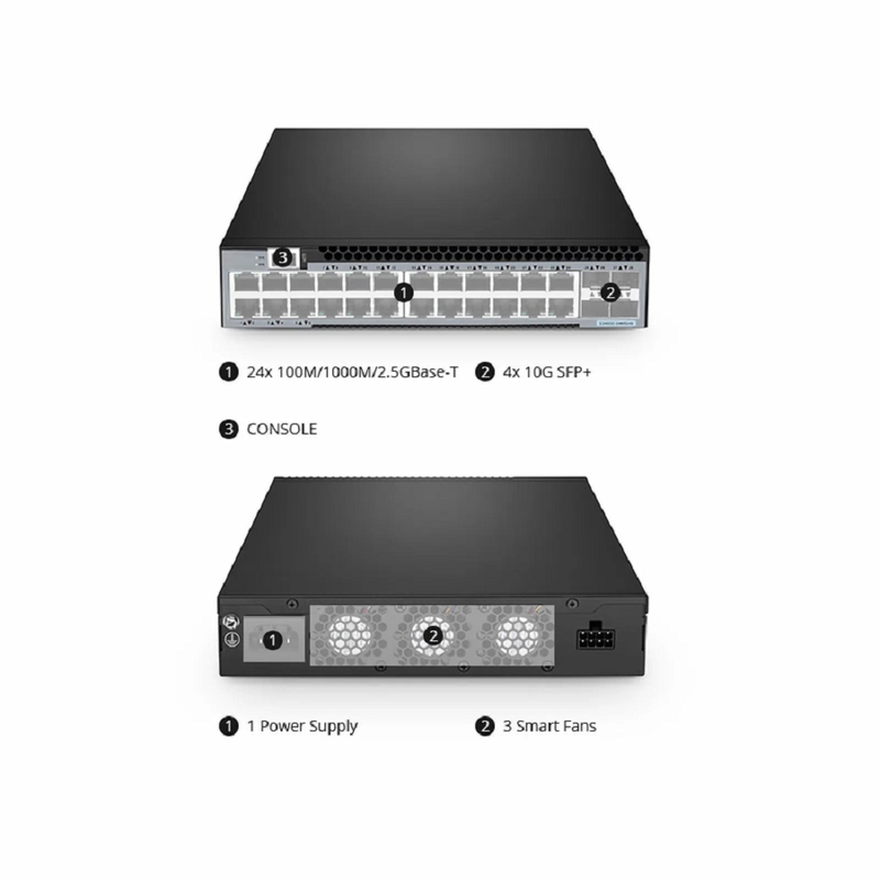 SFPS S3400C-24MG4S, 24-Port Ethernet L2+ Compact Half-Width Switch, 24 x 100M/1000M/2.5GBase-T/Multi-Gigabit, with 4 x 10Gb SFP+ Uplinks