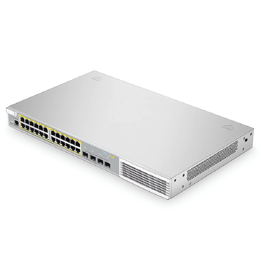 SFPS S3410L-24TF-P, 24-Port Ethernet L2+ PoE+ Switch, 24 x PoE+ Ports @370W, with 4 x 1Gb SFP Uplinks, PicOSA®, Support MLAG, Broadcom Chip