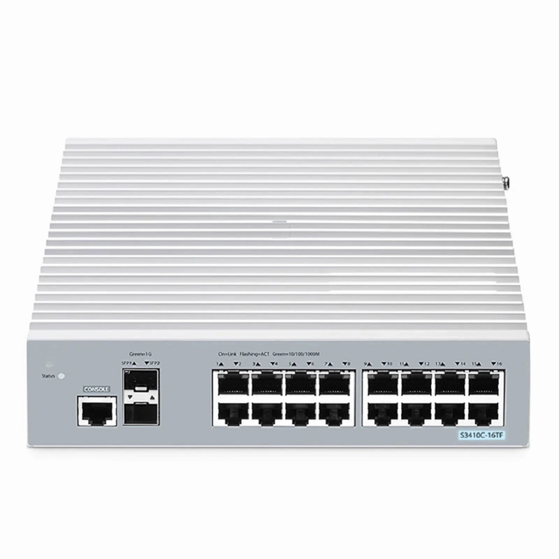 SFPS S3410C-16TF-P, 16-Port Gigabit Ethernet L2+ PoE+ Switch, 8 x PoE+ Ports@125W, 8 x 1Gb RJ45, with 2 x 1Gb SFP Uplinks, PicOSA®, Support MLAG, Broadcom Chip, Fanless