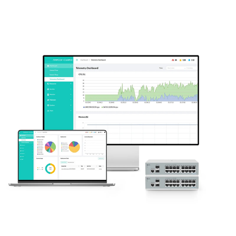 SFPS S3410C-8TMS-P, 8-Port Gigabit Ethernet L2+ PoE+ Switch, 8 x PoE+ Ports@125W, 2 x 5Gb RJ45, with 2 x 10Gb SFP+ Uplinks, PicOSA®, Support MLAG, Broadcom Chip, Fanless
