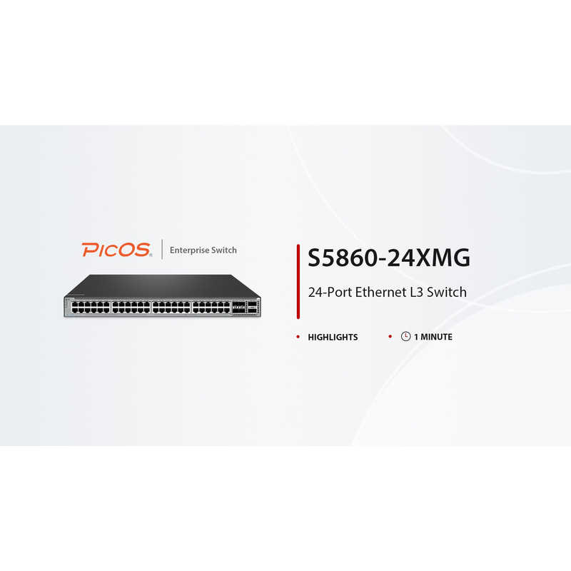 SFPS S5860-24XMG, 24-Port Ethernet L3 Switch, 24 x 10GBASE-T/Multi-Gigabit Ports, 4 x 10Gb SFP+, with 4 x 25Gb SFP28 Uplinks, PicOSA®, Support MLAG, Broadcom Chip
