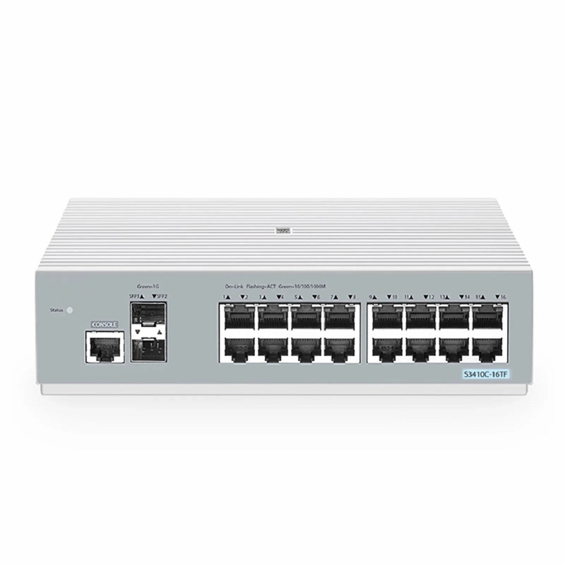SFPS S3410C-16TF, 16-Port Gigabit Ethernet L2+ Switch, 16 x 1Gb RJ45, with 2 x 1Gb SFP Uplinks, PicOSA®, Support MLAG, Broadcom Chip, Fanless