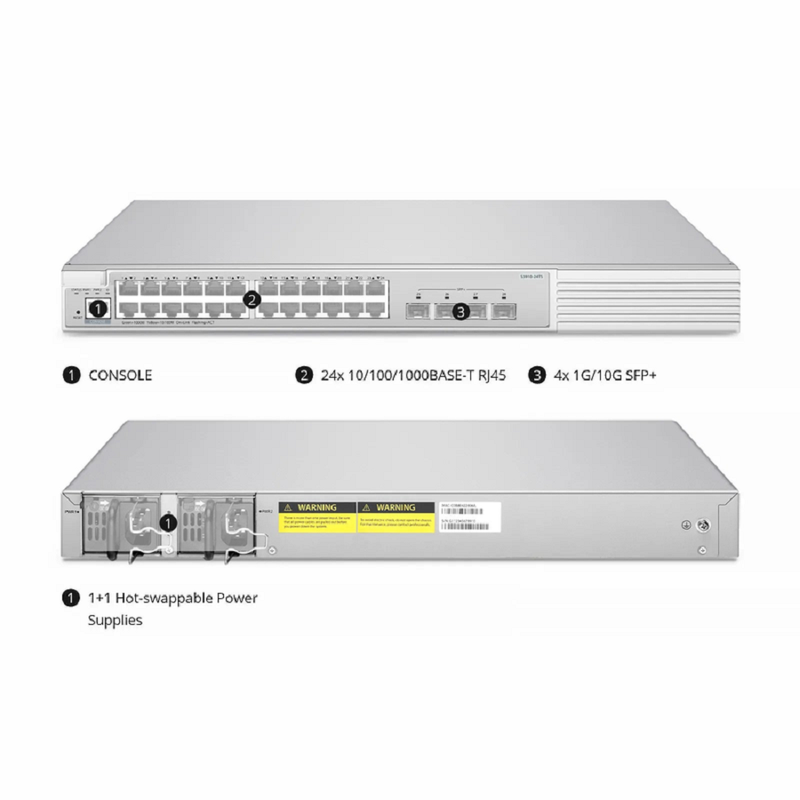 SFPS S3410-24TS, 24-Port Gigabit Ethernet L2+ Switch, 24 x Gigabit RJ45, with 4 x 10Gb SFP+ Uplinks, PicOSA®, Support MLAG, Broadcom Chip