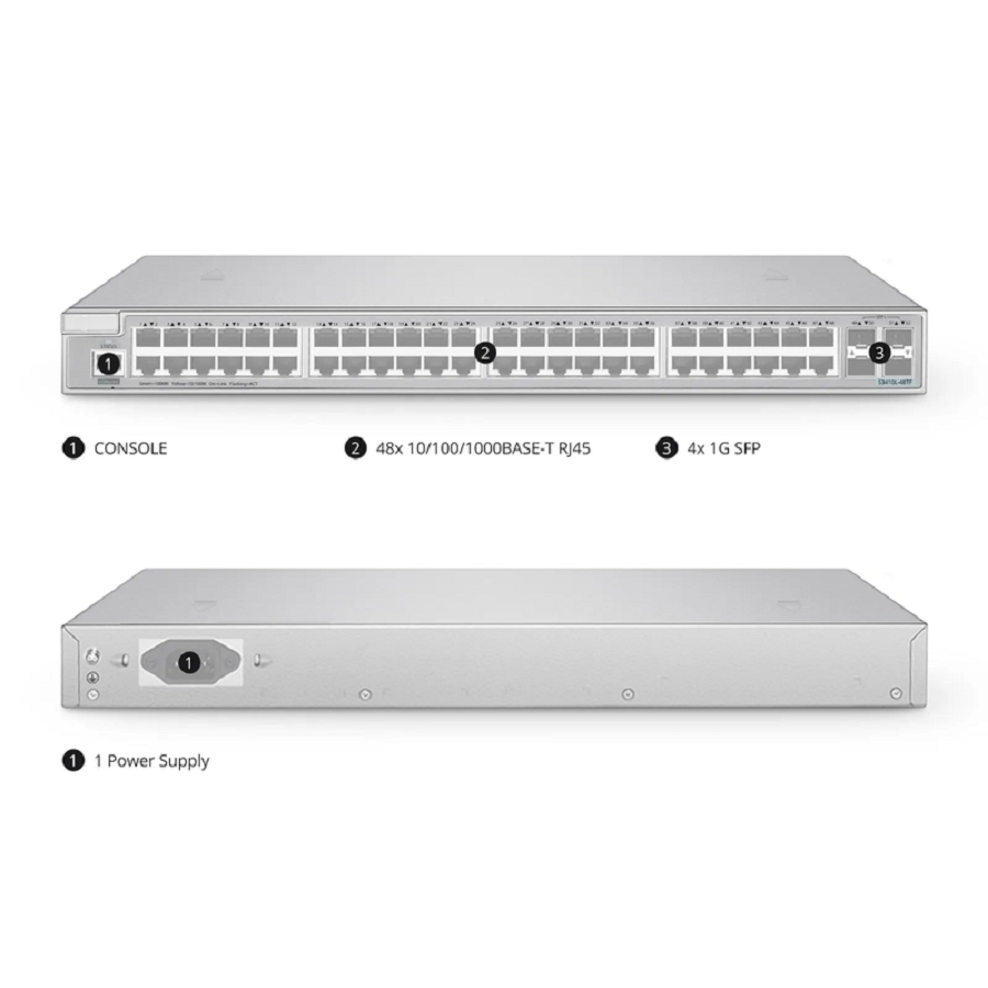 SFPS S3410L-48TF, 48-Port Ethernet L2+ Switch, 48 x Gigabit RJ45, with 4 x 1Gb SFP Uplinks, PicOSA®, Support MLAG, Broadcom Chip