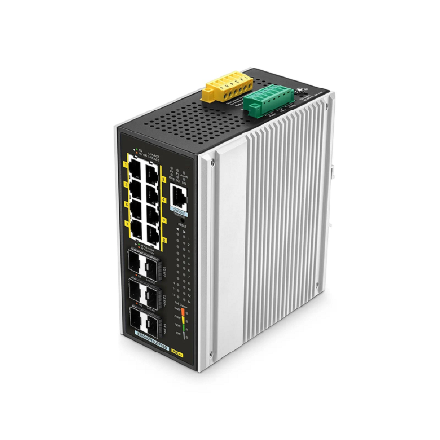 SFPS IES5200W-8U2F4SD, 8-Port Gigabit Ethernet L3 Managed Industrial PoE++ Switch, 8 x PoE++ Ports@360W, with 2 x 1/2.5Gb SFP, 4 x 10Gb SFP+, -40 to 75A°C Operating Temperature
