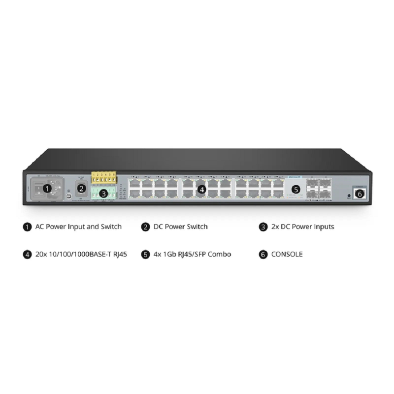 SFPS IES3110-24TF, 24-Port Gigabit Ethernet L2+ Managed Industrial Switch, 20 x 10/100/1000BASE-T, with 4 x 1Gb RJ45/SFP Combo, -40 to 75A°C Operating Temperature