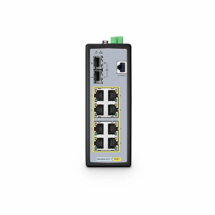 SFPS IES3100-8TF-P, 8-Port Gigabit Ethernet L2+ Managed Industrial PoE+ Switch, 8 x PoE+ Ports @240W, with 2 x 1/2.5Gb SFP, Wide-Temp