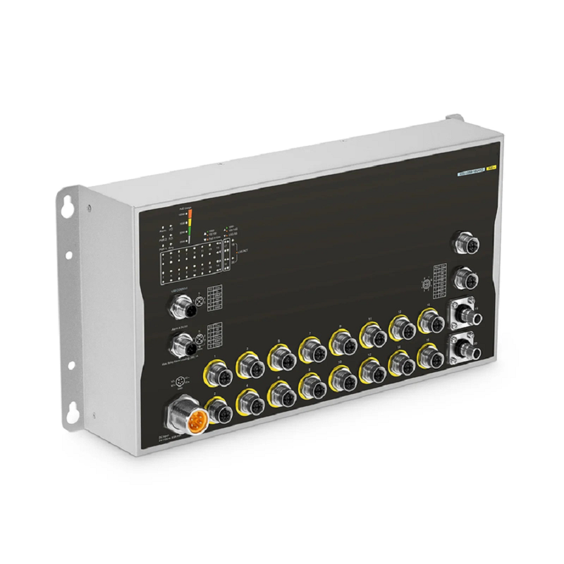 SFPS IES5120W-16U4XD, 16-Port Gigabit Ethernet L3 Managed Industrial PoE+ Switch, 16 x PoE+ Ports@100W, 2 x 10GBASE-T M12, with 2 x 10Gb Q-ODC, -40 to 70A°C Operating Temperature