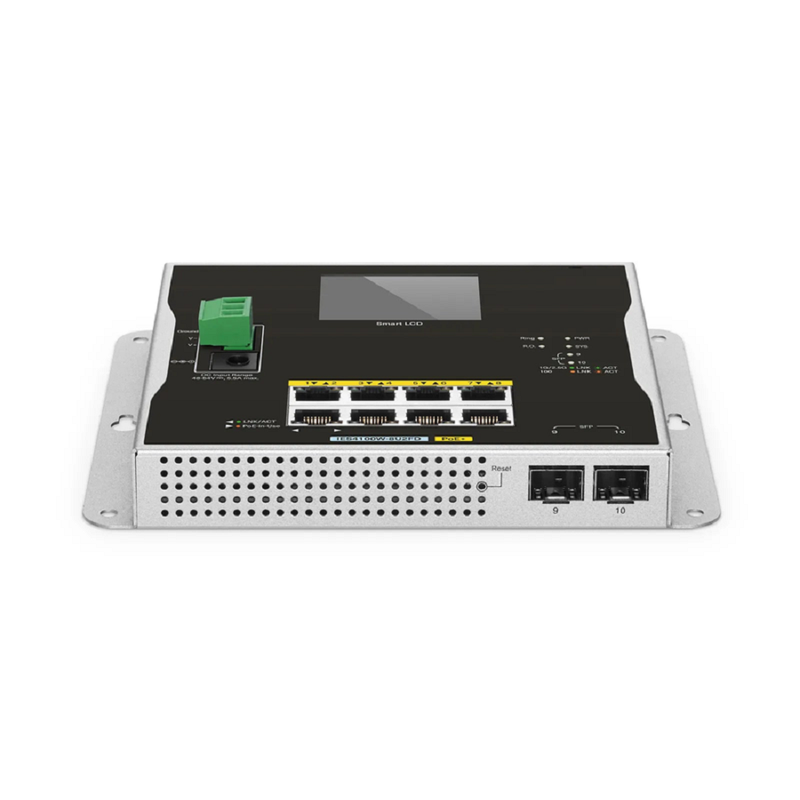 SFPS IES4100W-8U2FD, 8-Port Gigabit Ethernet L2+ Managed Industrial PoE+ Switch, 8 x PoE+ Ports@240W, with 2 x 1/2.5Gb SFP, -20 to 70A°C Operating Temperature