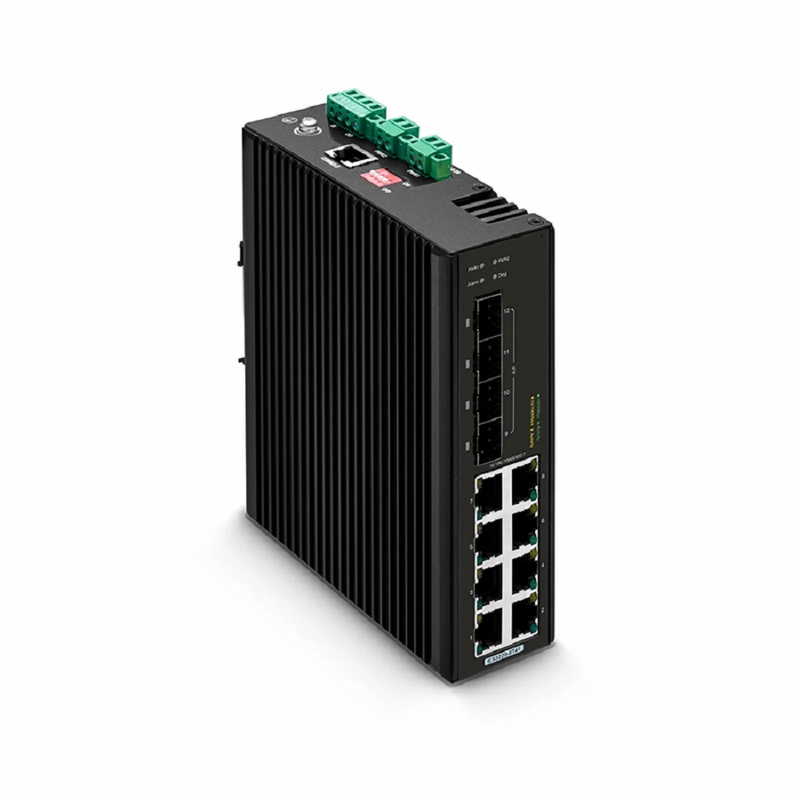 SFPS IES3220-8T4F, 8-Port Gigabit Ethernet L2+ Managed Industrial Switch, 8 x 10/100/1000BASE-T, with 4 x 1Gb SFP, -40 to 75A°C Operating Temperature