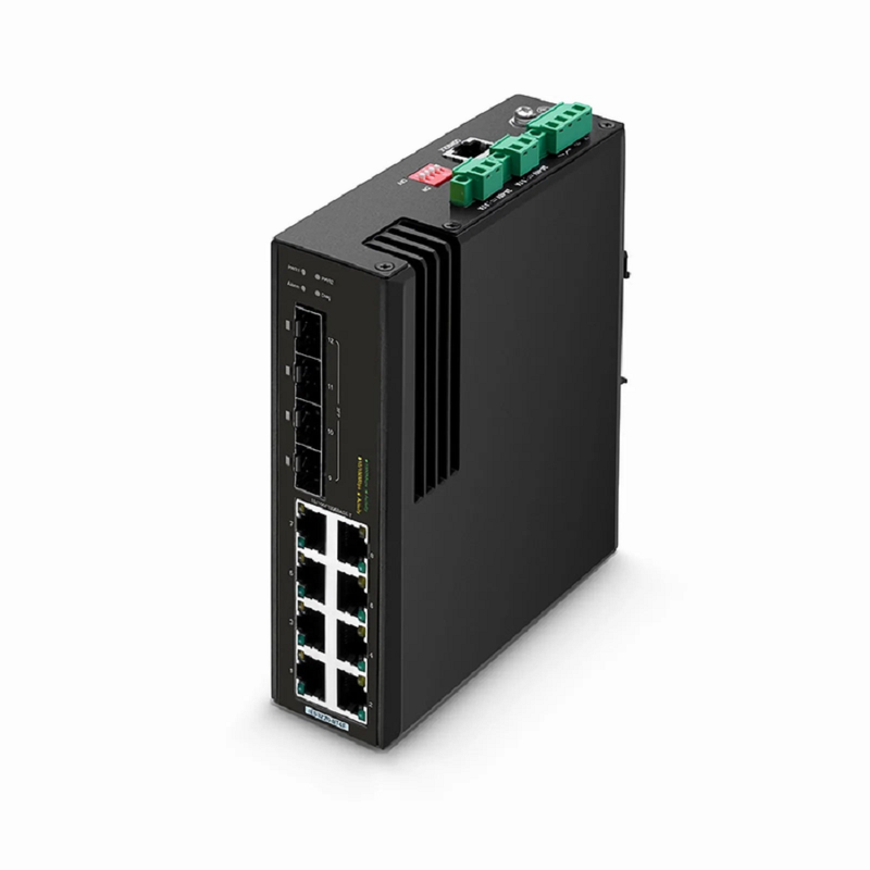 SFPS IES3220-8T4F, 8-Port Gigabit Ethernet L2+ Managed Industrial Switch, 8 x 10/100/1000BASE-T, with 4 x 1Gb SFP, -40 to 75A°C Operating Temperature