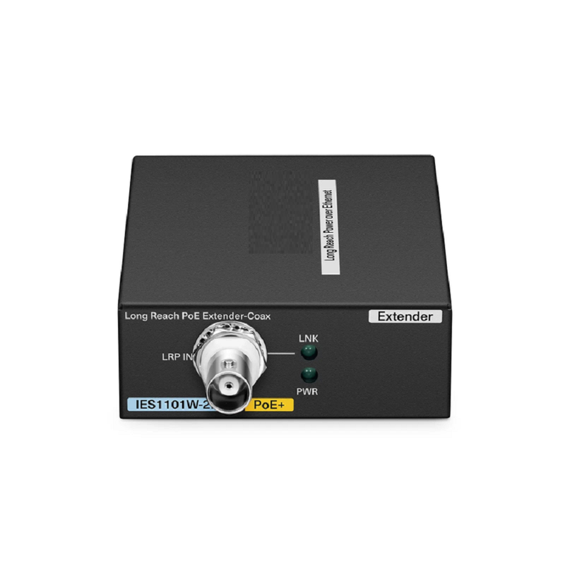 SFPS IES1101W-2PD, 1-Port 10/100M Fast Ethernet Long Reach PoE over Coaxial Extender, 1 x BNC Female Input to 1 x PoE+ Output, -20 to 70A°C Operating Temperature