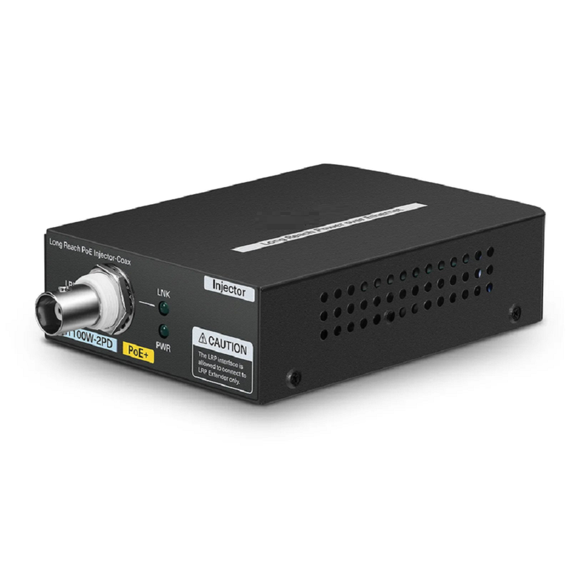SFPS IES1101W-2PD, 1-Port 10/100M Fast Ethernet Long Reach PoE over Coaxial Extender, 1 x BNC Female Input to 1 x PoE+ Output, -20 to 70A°C Operating Temperature