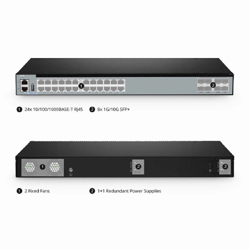 SFPS S5800-24T8S, 24-Port Gigabit Ethernet L3 Switch, 24 x Gigabit RJ45, with 8 x 10Gb SFP+, Support MLAG