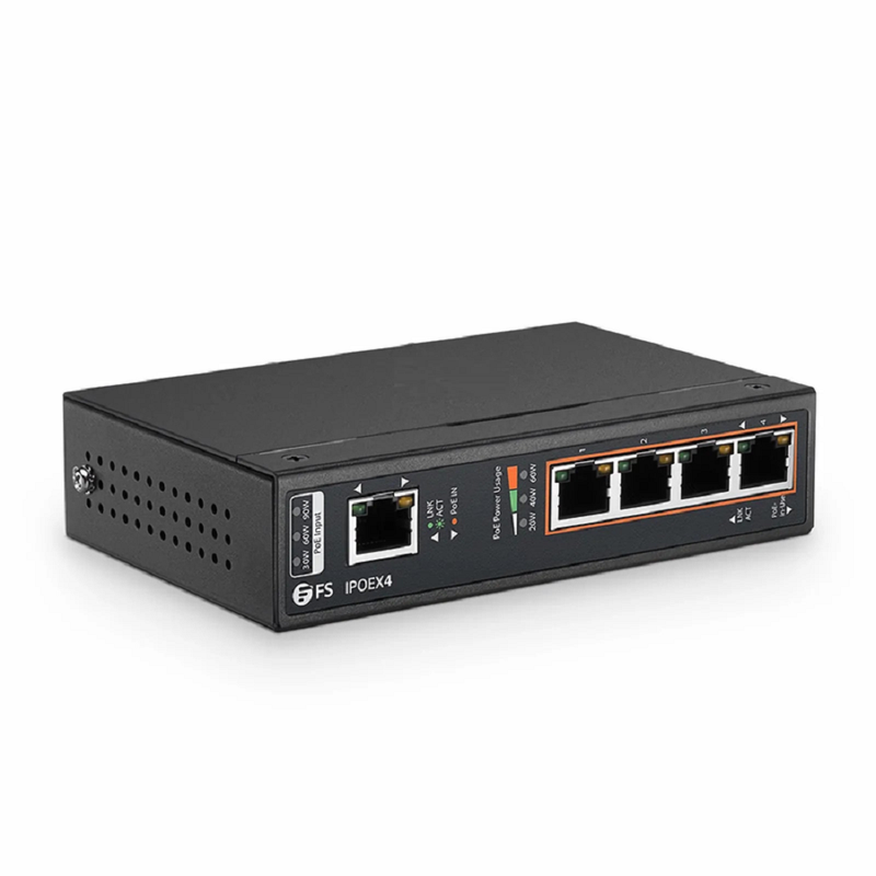 SFPS 5 Ports 10/100/1000M Gigabit PoE+ Extender, 1 in 4 out, Desktop/Wall mountable, IEEE 802.3at/802.3af, 0 to 50A°C
