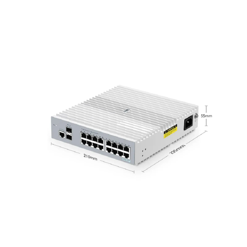 SFPS S3100-16TF, 16-Port Gigabit Ethernet L2+ Switch, 16 x 1Gb RJ45, with 2 x 1Gb SFP Uplinks, Broadcom Chip, Fanless